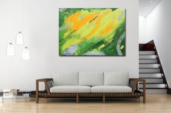 Large mural art green - Abstract 1355